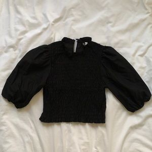 Black Puffy Sleeve Top